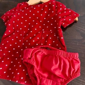 GAP Heart Corduroy Red Pocket Dress Valentine Baby